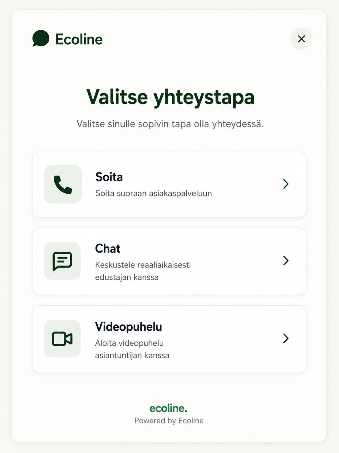 Yhteystavan valinta